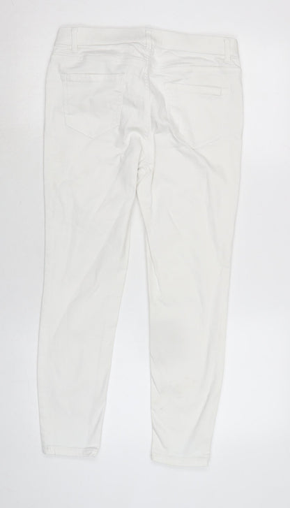 New Look Womens White Cotton Blend Mom Jeans Size 12 L25 in Regular Zip