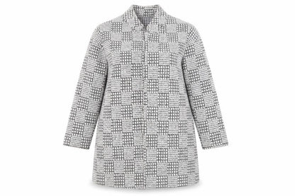 Marks & Spencer Womens Grey Geometric Overcoat Coat Size 18 - Open
