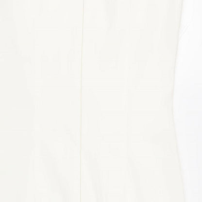 Connected Apparel Womens White Polyester Pencil Dress Size 8 Boat Neck Zip