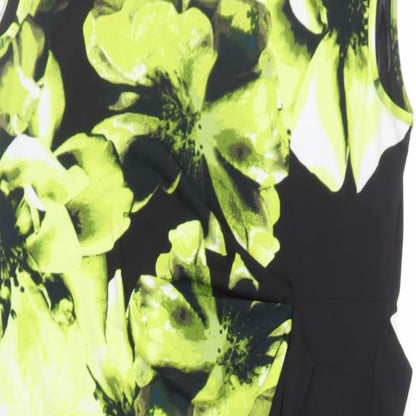 Debenhams Womens Black Floral Polyester Pencil Dress Size 14 Boat Neck Pullover