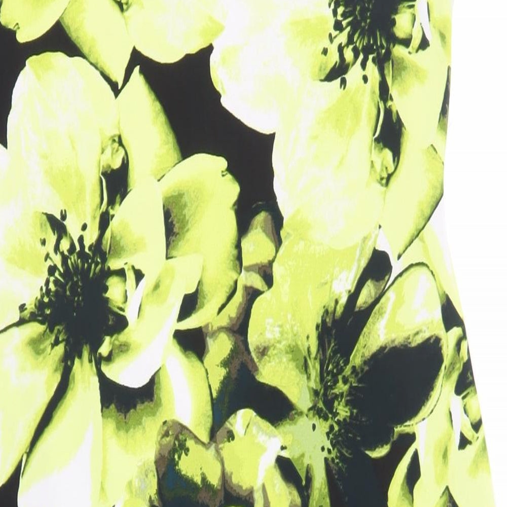 Debenhams Womens Black Floral Polyester Pencil Dress Size 14 Boat Neck Pullover