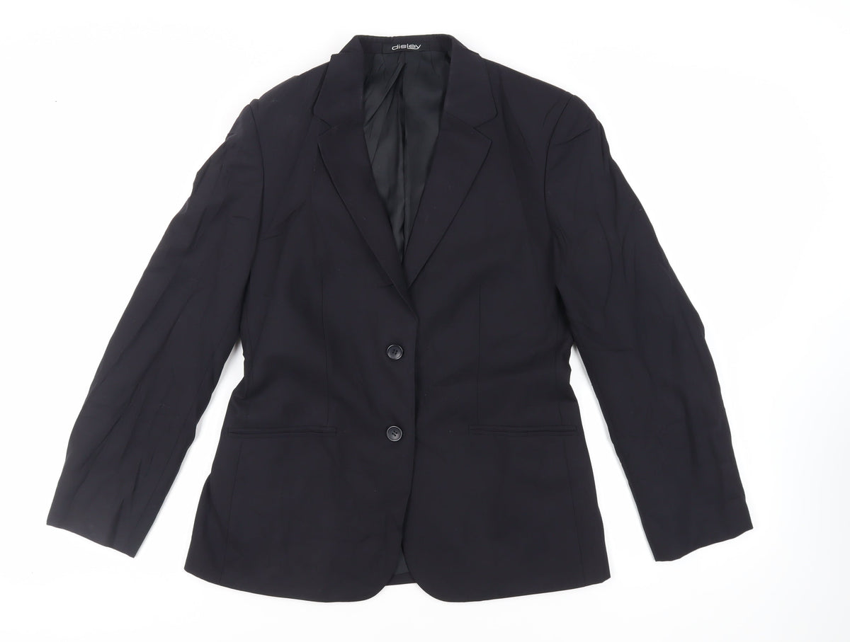 Disley Womens Black Jacket Blazer Size 12 Button