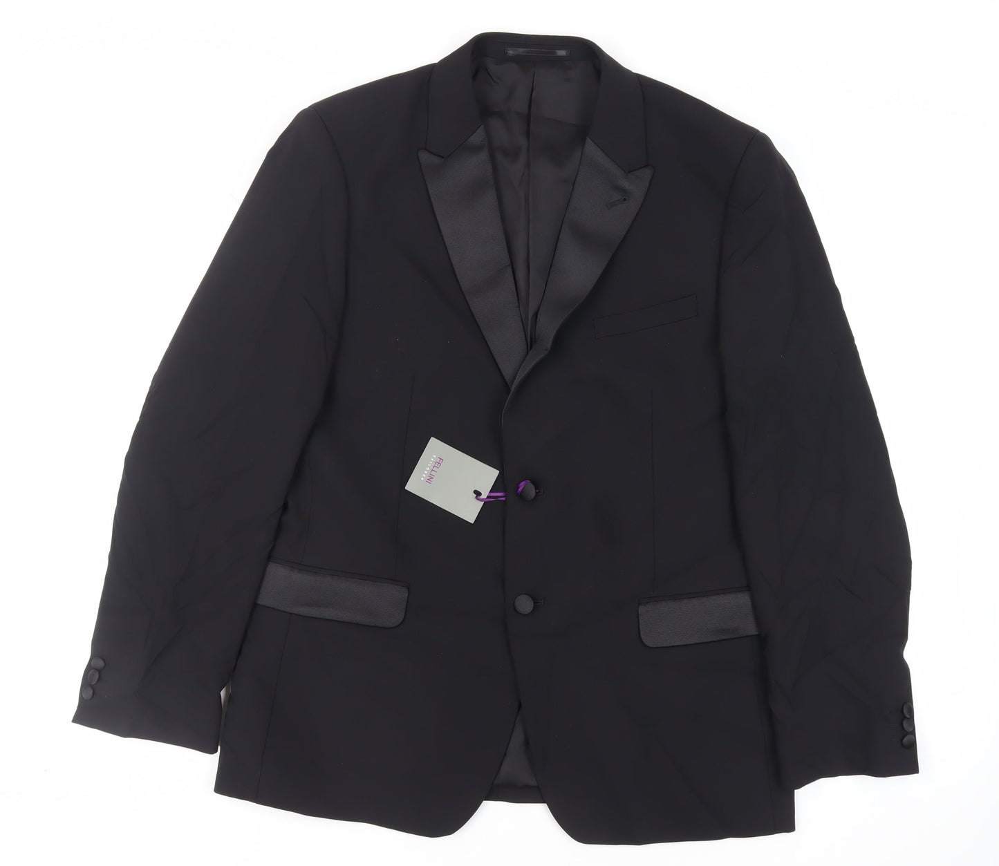 Mens UK Size 42 Fellini Regular Black Suit Tuxedo