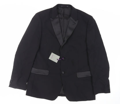 Mens UK Size 42 Fellini Regular Black Suit Tuxedo