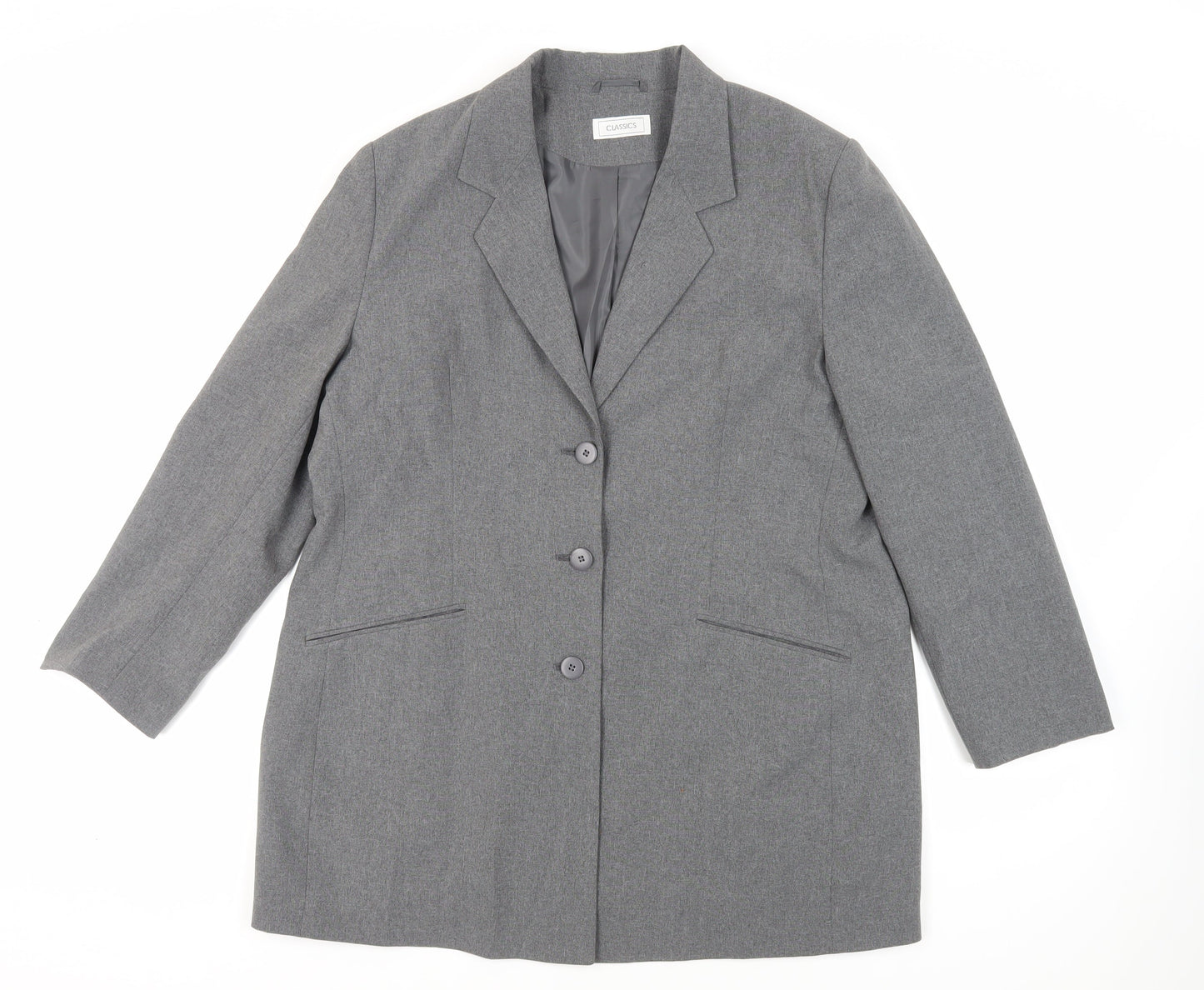 Classics Womens Grey Jacket Blazer Size 18 Button