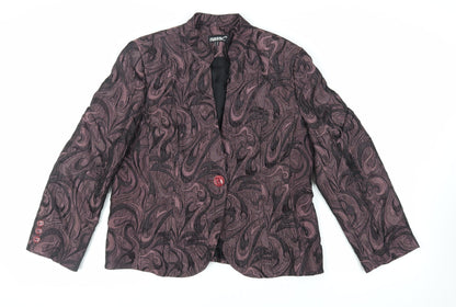 nassC Womens Purple Geometric Jacket Blazer Size 18 Button