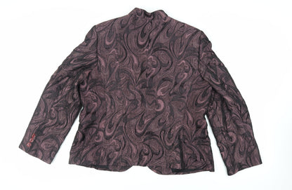 nassC Womens Purple Geometric Jacket Blazer Size 18 Button