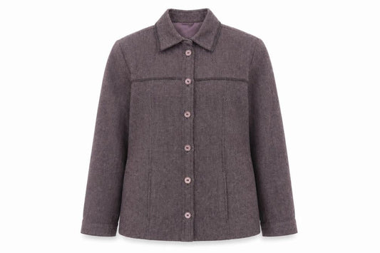 Front view of Oscar B. women’s purple jacket, size UK 12, button - lightweight