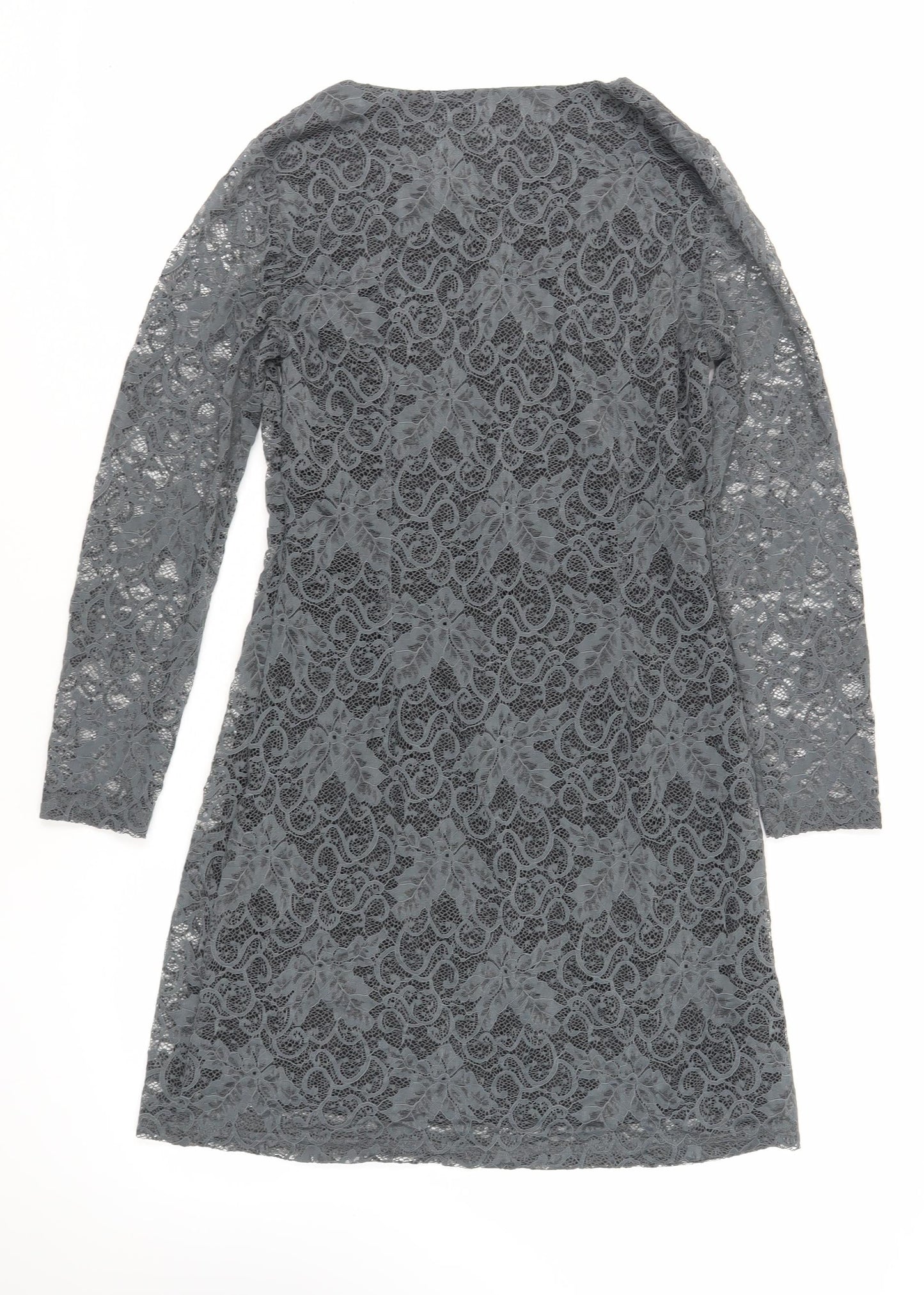 Saint Tropez Womens Grey Polyamide A-Line Size M V-Neck Zip