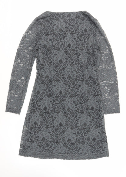 Saint Tropez Womens Grey Polyamide A-Line Size M V-Neck Zip