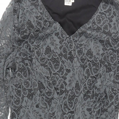 Saint Tropez Womens Grey Polyamide A-Line Size M V-Neck Zip