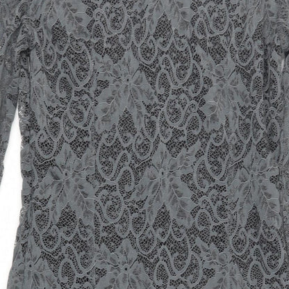 Saint Tropez Womens Grey Polyamide A-Line Size M V-Neck Zip