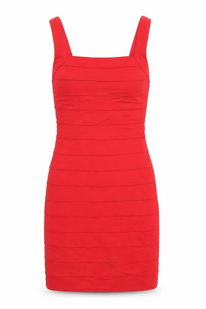Roccobarocco Womens Red Viscose Bodycon Size 6 Square Neck Zip - Cut Out Back