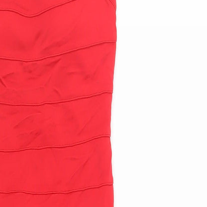 Roccobarocco Womens Red Viscose Bodycon Size 6 Square Neck Zip - Cut Out Back