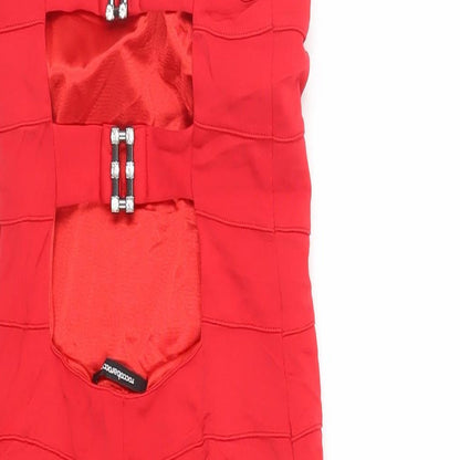 Roccobarocco Womens Red Viscose Bodycon Size 6 Square Neck Zip - Cut Out Back