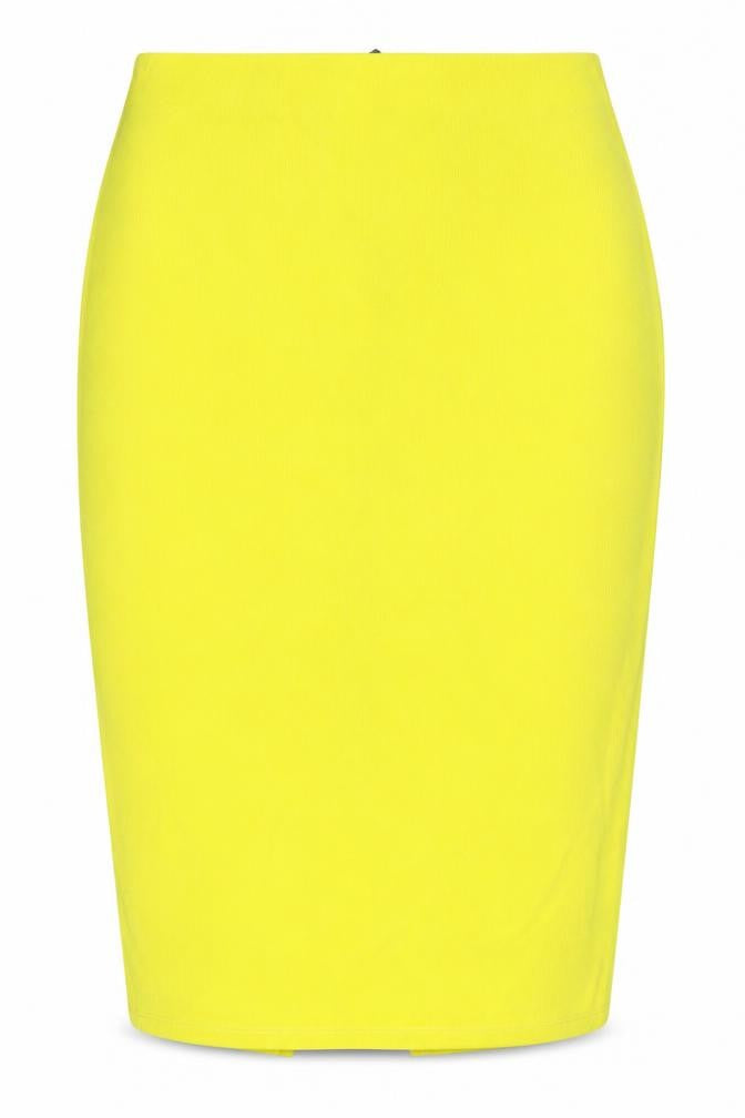 Dorothy Perkins Womens Yellow Polyester Straight & Pencil Skirt Size 10 Zip - Elasticated Waist