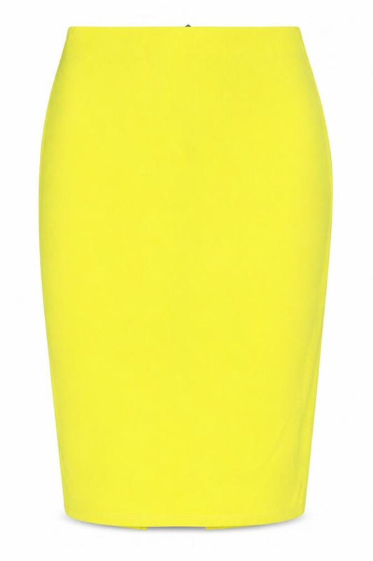 Dorothy Perkins Womens Yellow Polyester Straight & Pencil Skirt Size 10 Zip - Elasticated Waist