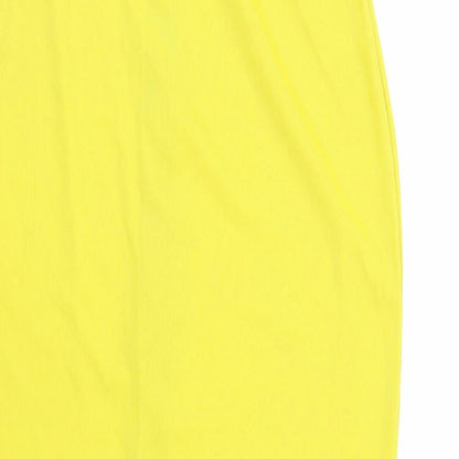 Dorothy Perkins Womens Yellow Polyester Straight & Pencil Skirt Size 10 Zip - Elasticated Waist