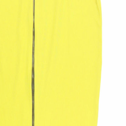 Dorothy Perkins Womens Yellow Polyester Straight & Pencil Skirt Size 10 Zip - Elasticated Waist