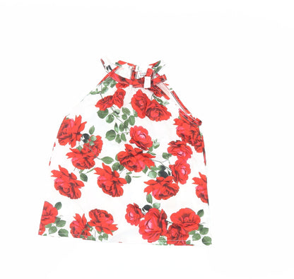 Additional front view of PatPat girls’ white floral polyester basic blouse, size 9-10, years halter button