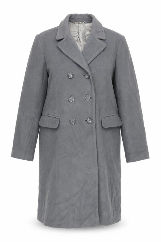 Debenhams Womens Grey Overcoat Coat Size 16 Button