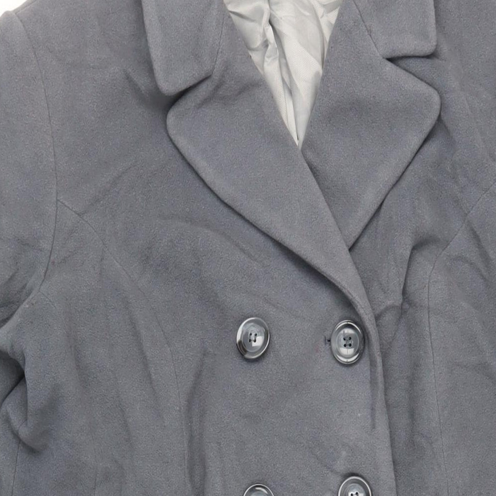 Debenhams Womens Grey Overcoat Coat Size 16 Button