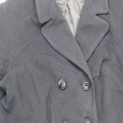 Debenhams Womens Grey Overcoat Coat Size 16 Button