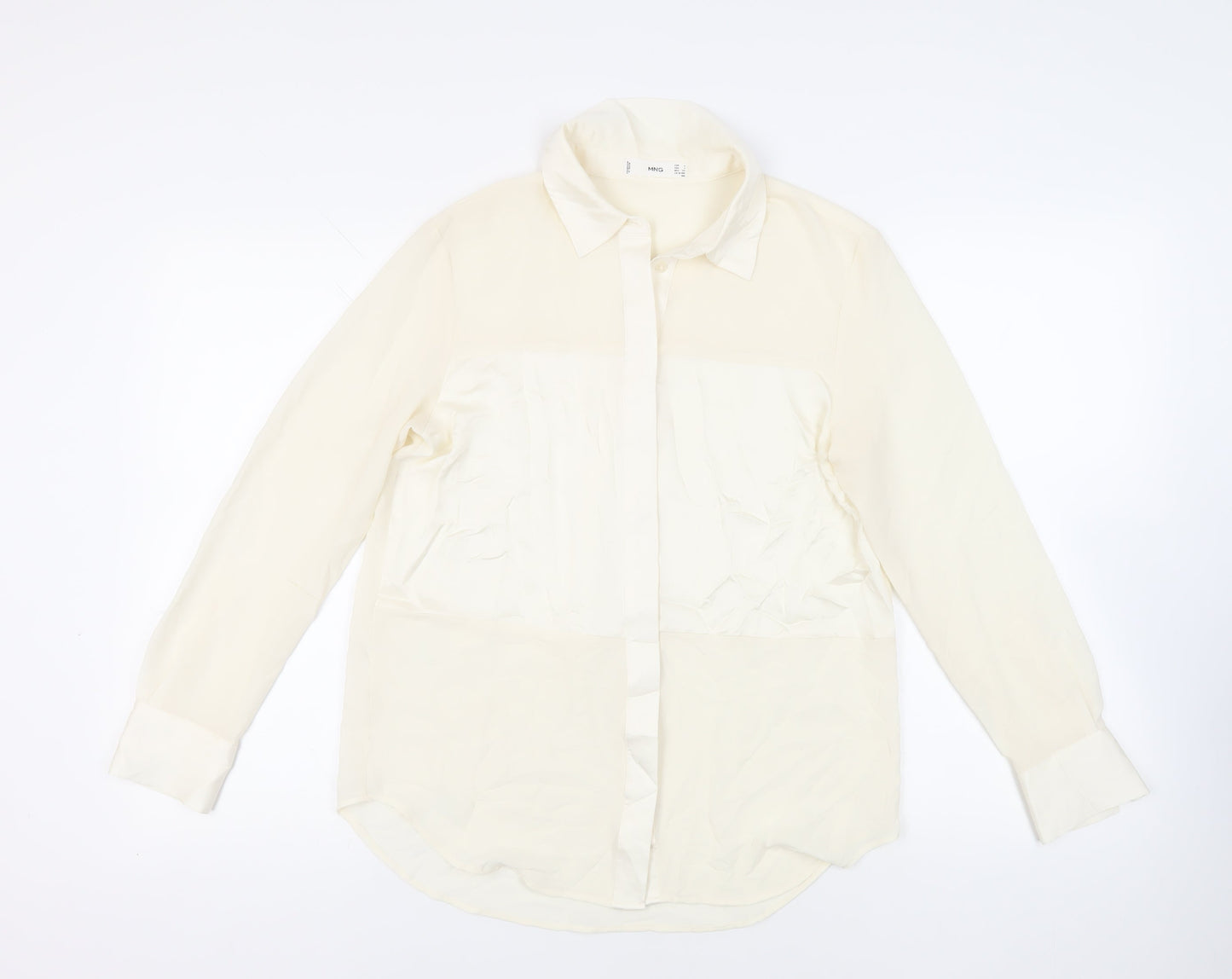 Womens UK Size S Mango Ivory Basic Button-Up