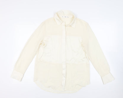 Womens UK Size S Mango Ivory Basic Button-Up