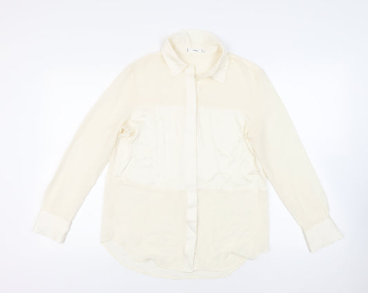 Womens UK Size S Mango Ivory Basic Button-Up