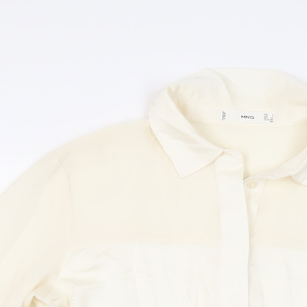 Womens UK Size S Mango Ivory Basic Button-Up