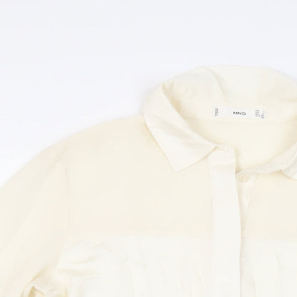 Womens UK Size S Mango Ivory Basic Button-Up
