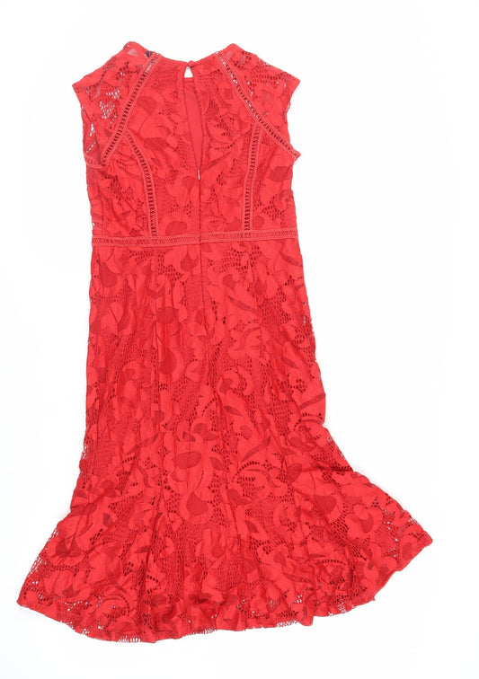 NEXT Womens Red Nylon Mermaid Size 8 Roll Neck Button