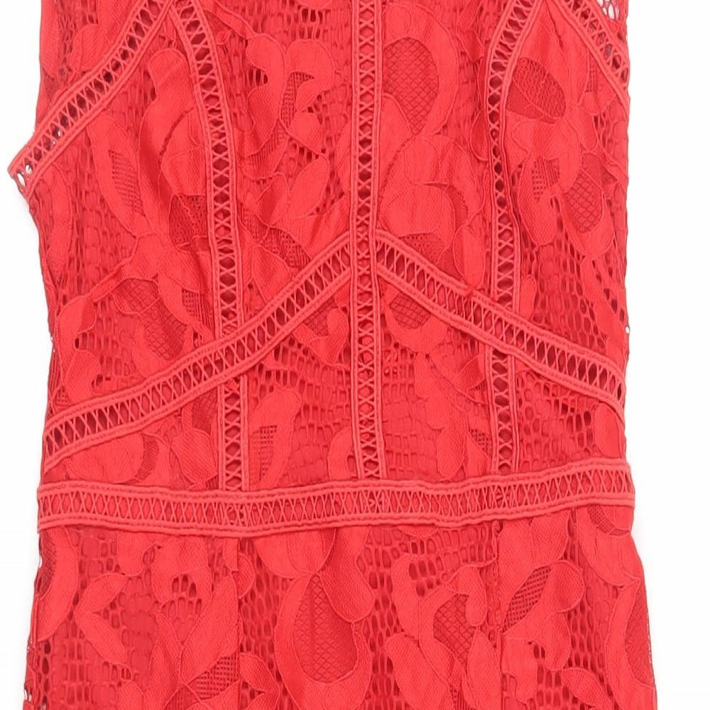 NEXT Womens Red Nylon Mermaid Size 8 Roll Neck Button