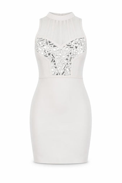 Boohoo Womens Grey Polyester Bodycon Size 8 Halter Hook & Eye - Embellished