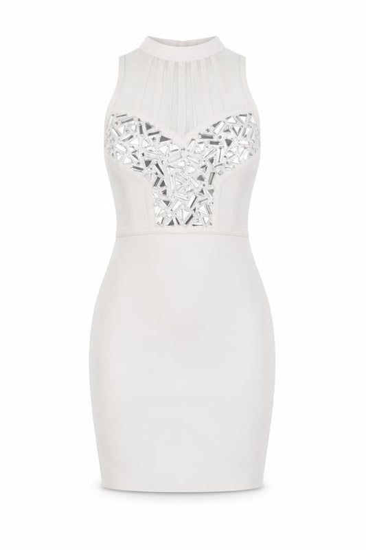 Boohoo Womens Grey Polyester Bodycon Size 8 Halter Hook & Eye - Embellished
