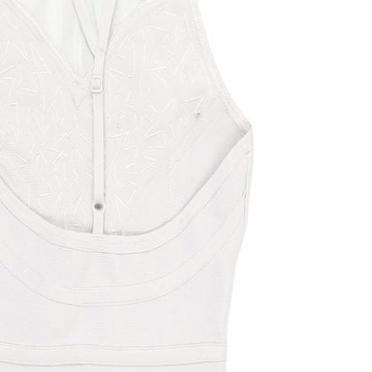 Boohoo Womens Grey Polyester Bodycon Size 8 Halter Hook & Eye - Embellished