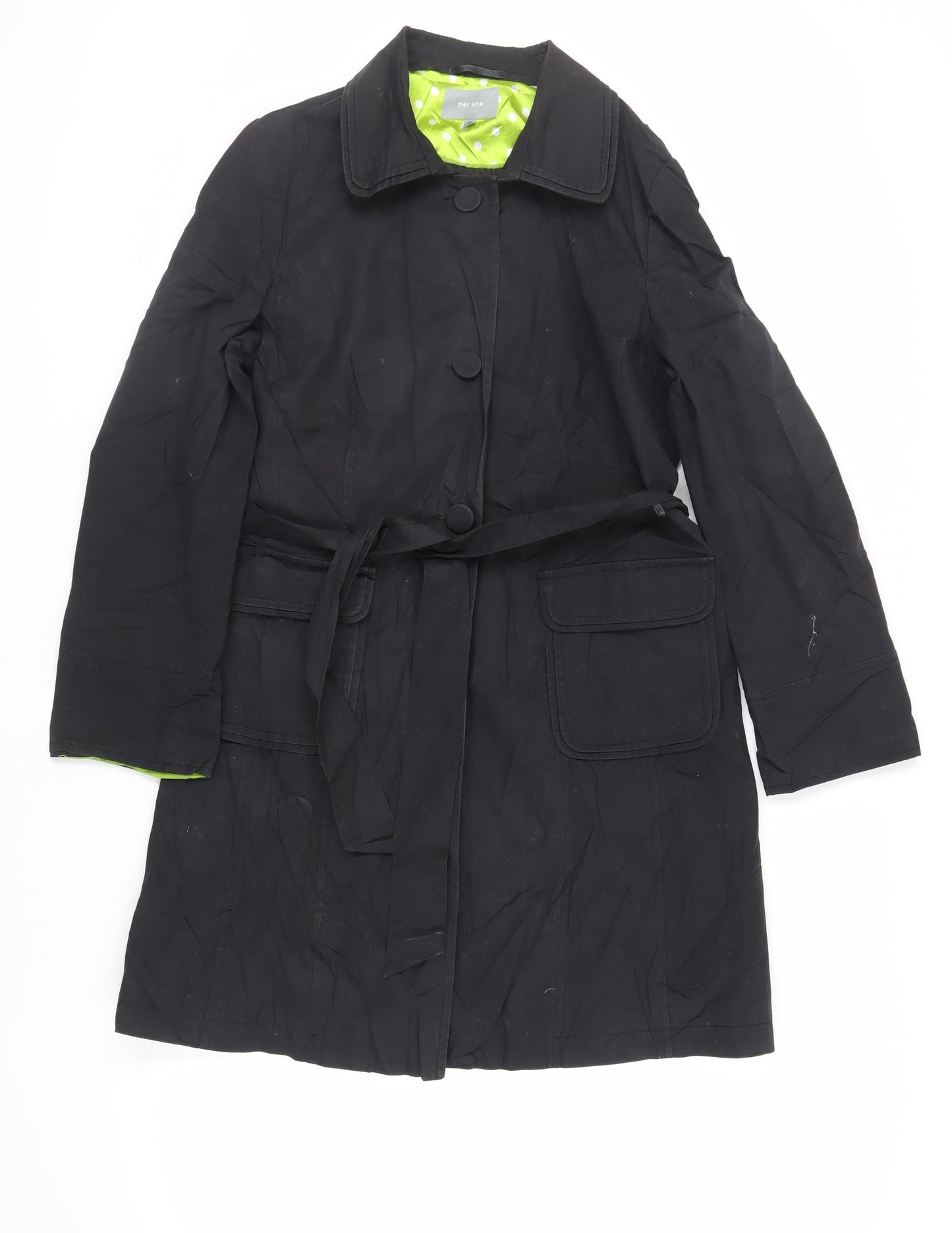 Womens UK Size 16 Per Una Black Trench Coat