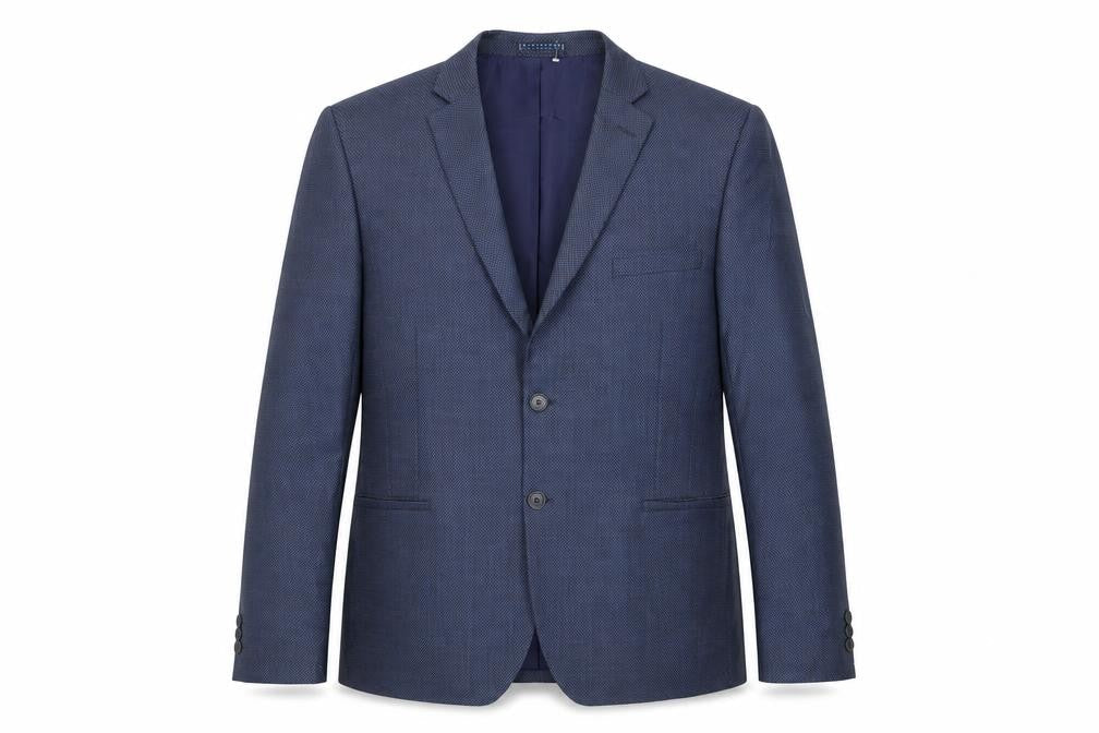 Marks & Spencer Mens Blue Geometric Wool Jacket Suit Jacket Size 44 Regular