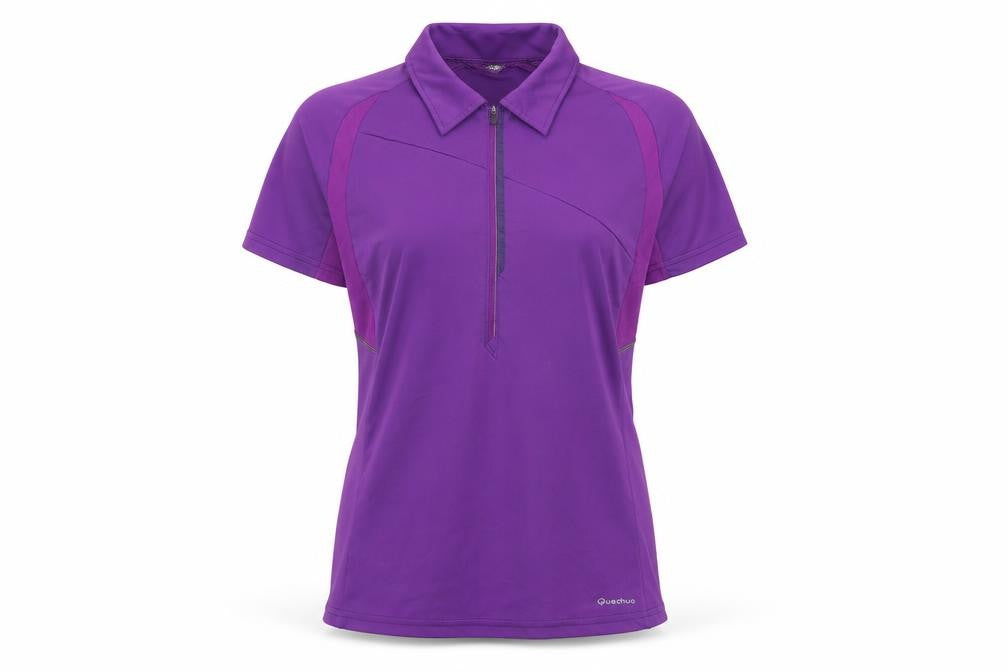 Quechua Womens Purple Polyester Pullover Polo Size XL Collared Zip - Logo