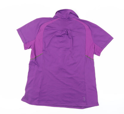 Quechua Womens Purple Polyester Pullover Polo Size XL Collared Zip - Logo