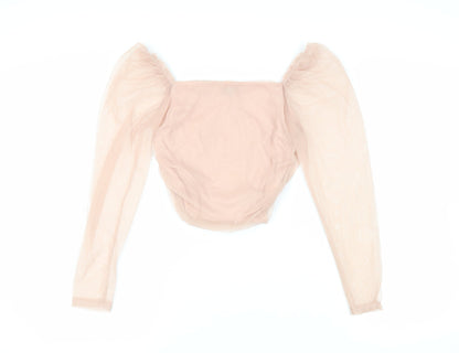 Womens UK Size 8 PRETTYLITTLETHING Pink Cropped Blouse