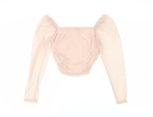 Womens UK Size 8 PRETTYLITTLETHING Pink Cropped Blouse