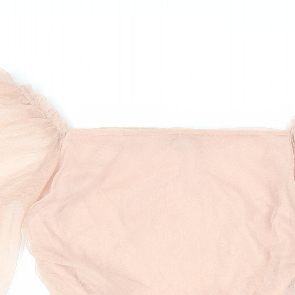 Womens UK Size 8 PRETTYLITTLETHING Pink Cropped Blouse