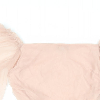 Womens UK Size 8 PRETTYLITTLETHING Pink Cropped Blouse