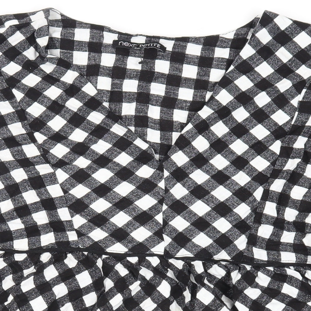 NEXT Womens Black Check Viscose Trapeze & Swing Size 8 V-Neck Pullover