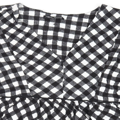 NEXT Womens Black Check Viscose Trapeze & Swing Size 8 V-Neck Pullover