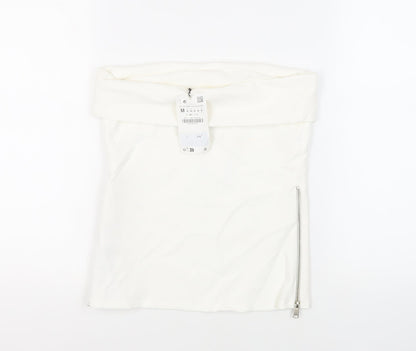 Womens UK Size M Zara White Basic Blouse