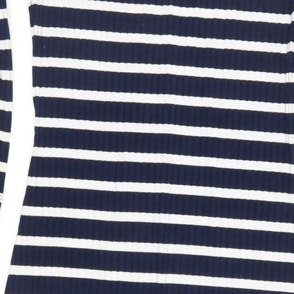 Very Womens Blue Striped Polyester Bodycon Size 14 Boat Neck Pullover - Ribbed