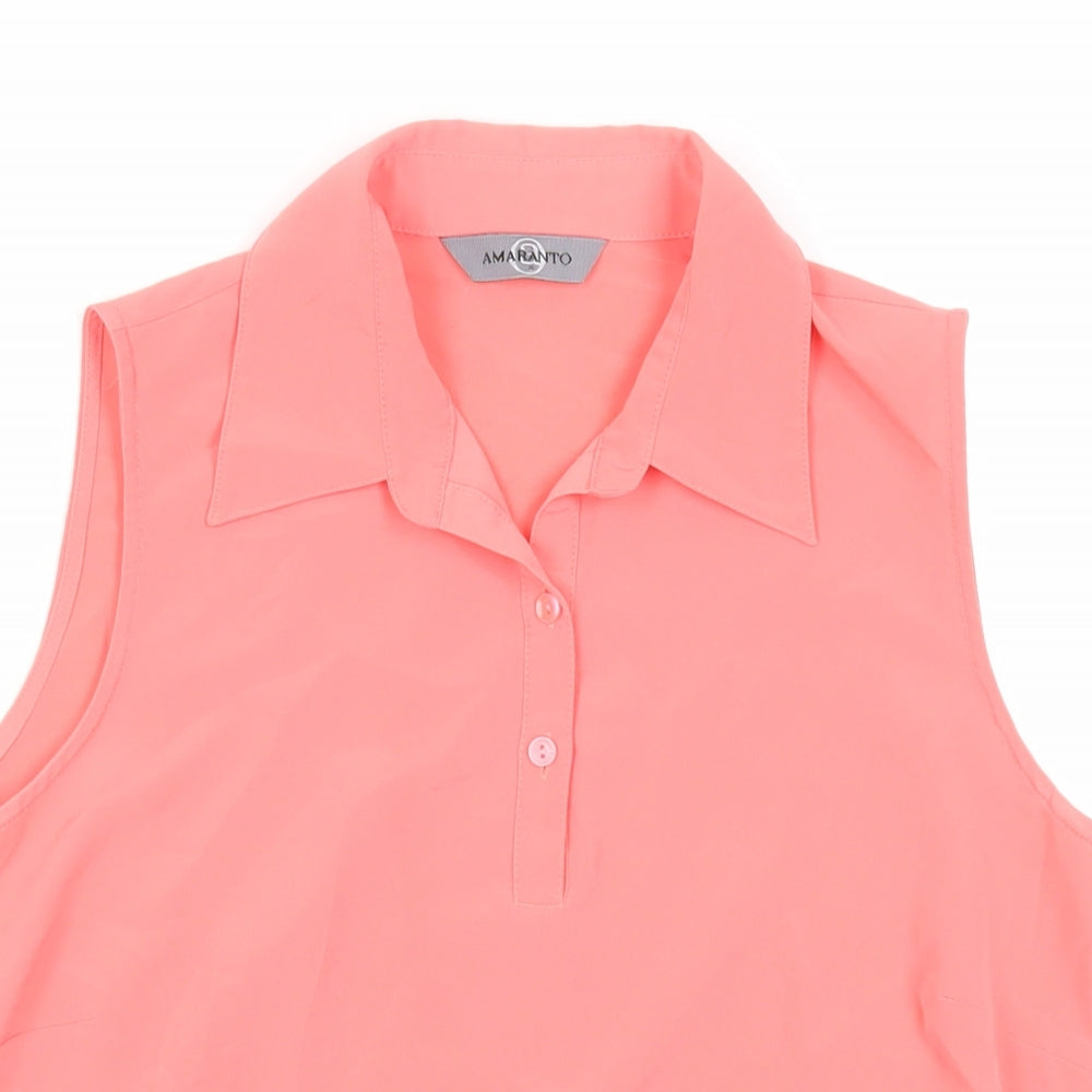 Womens UK Size 12 AMARANTO Pink Basic Blouse